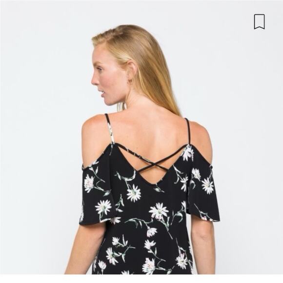 Kaileigh Valette Back Black Floral Cold Shoulder Top - Picture 2 of 6